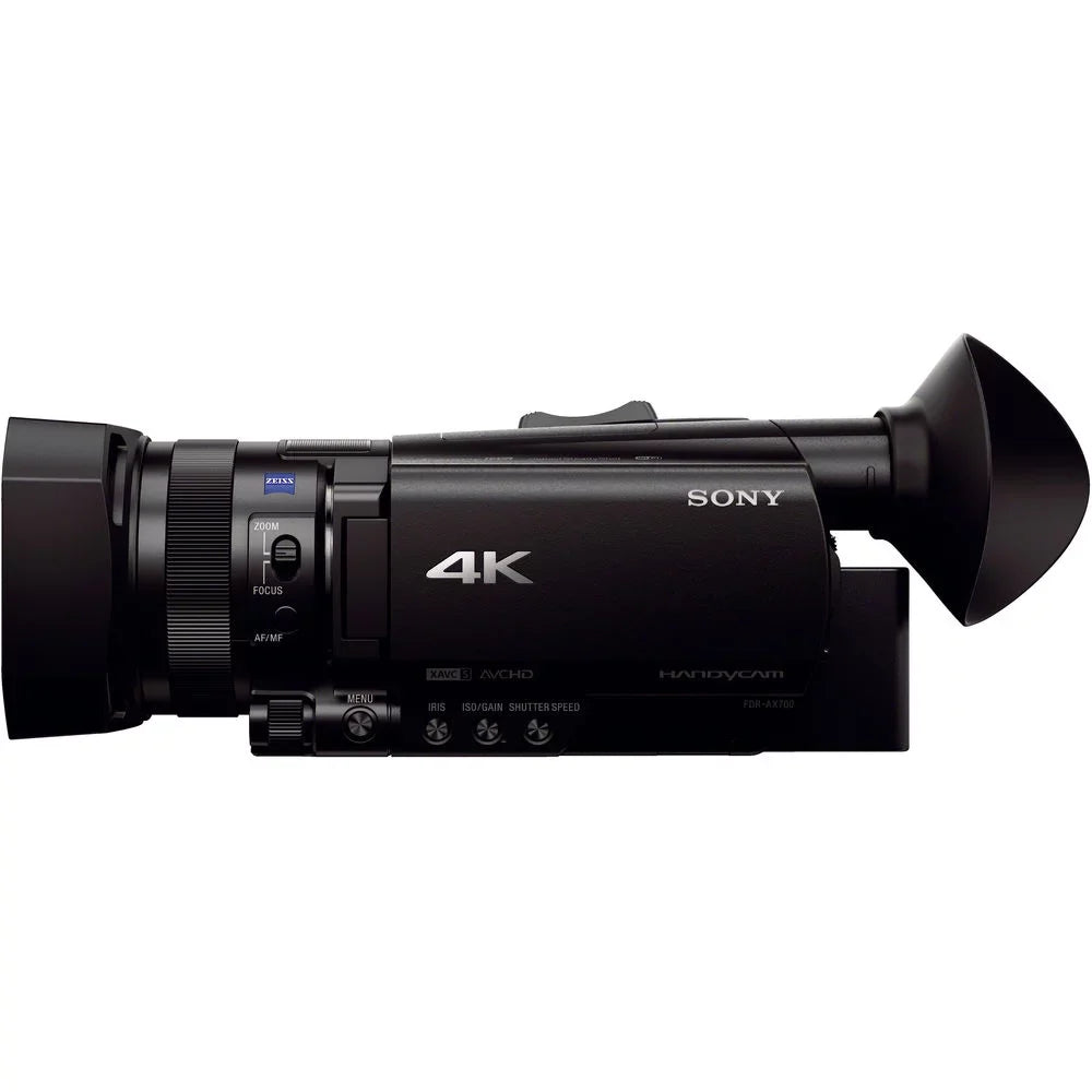 Sony + Extra Card 128GB 2 HD + + + and Video 4K FDR-AX700 Batteries M Charger Camcorder Memory Handycam Case Camera