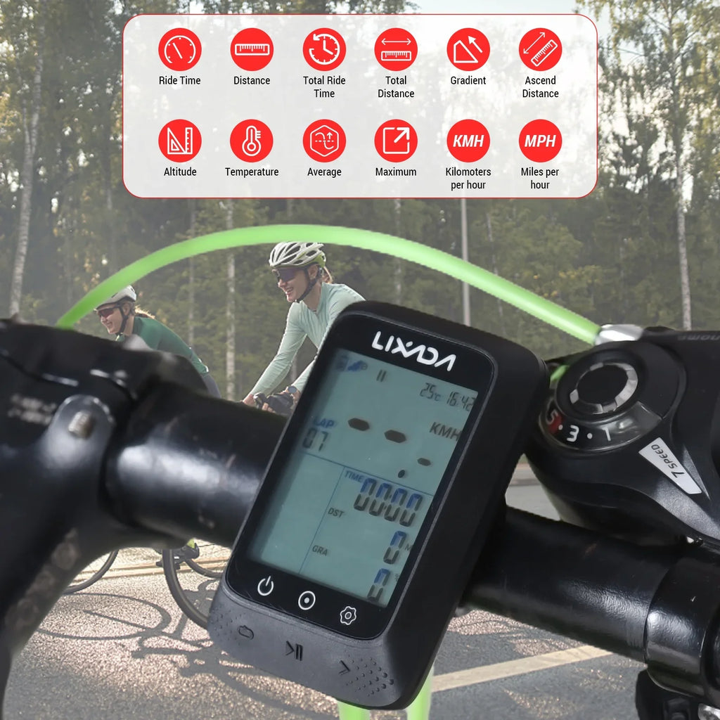 Gradient Compatible GPS with Altitude Lixada Bike 2.3in Wireless ANT+ Strava BT Computer APP Liquidproof Sensor