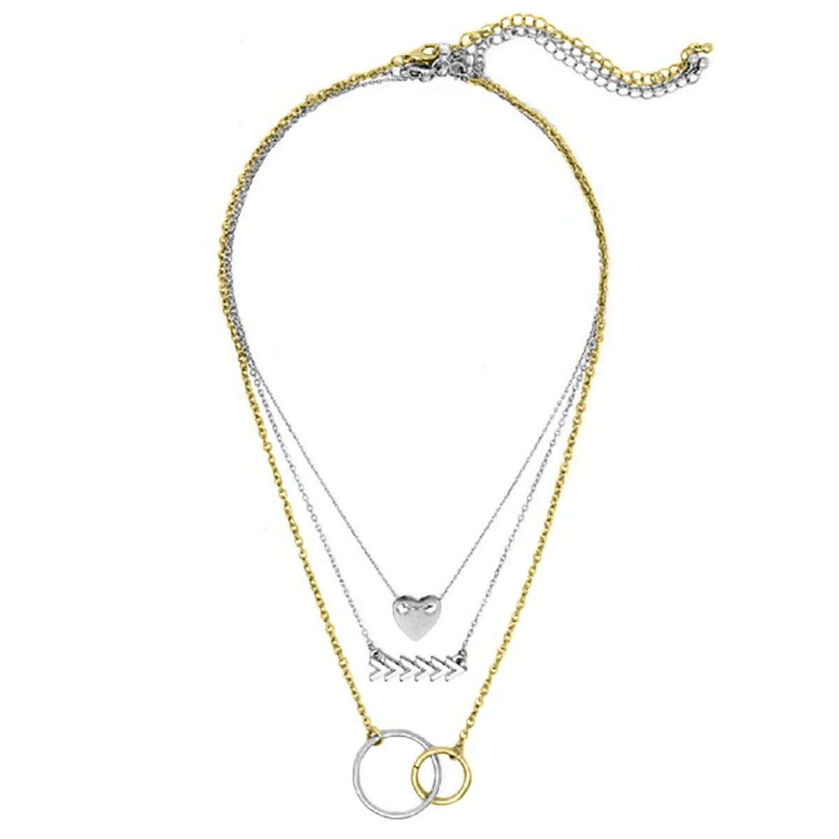 Heart, Layered Link Chevron, Circle Teens Box Inc Necklace Blue Women, Boutique | s Mixed for