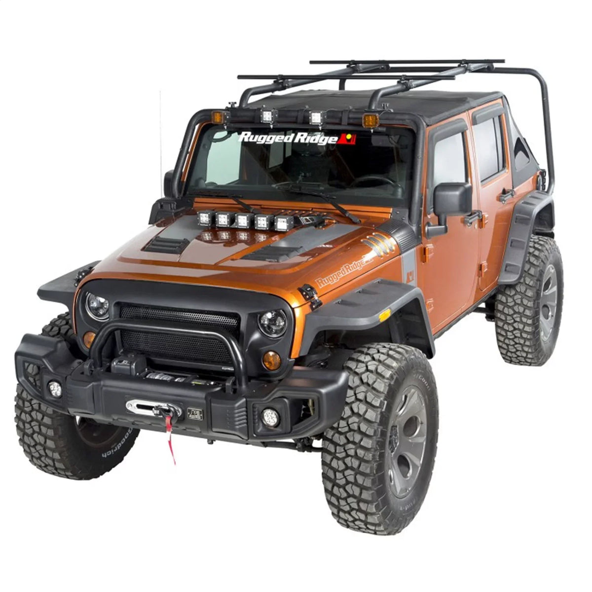 for Crossbar by | 56.5" | Rugged 11703.11 with 2007-2018 Crossbars Jeep Wrangler Wrangler Compatible RealTruck Steel, Rack Ridge Sherpa | JK Black s, Roof JK