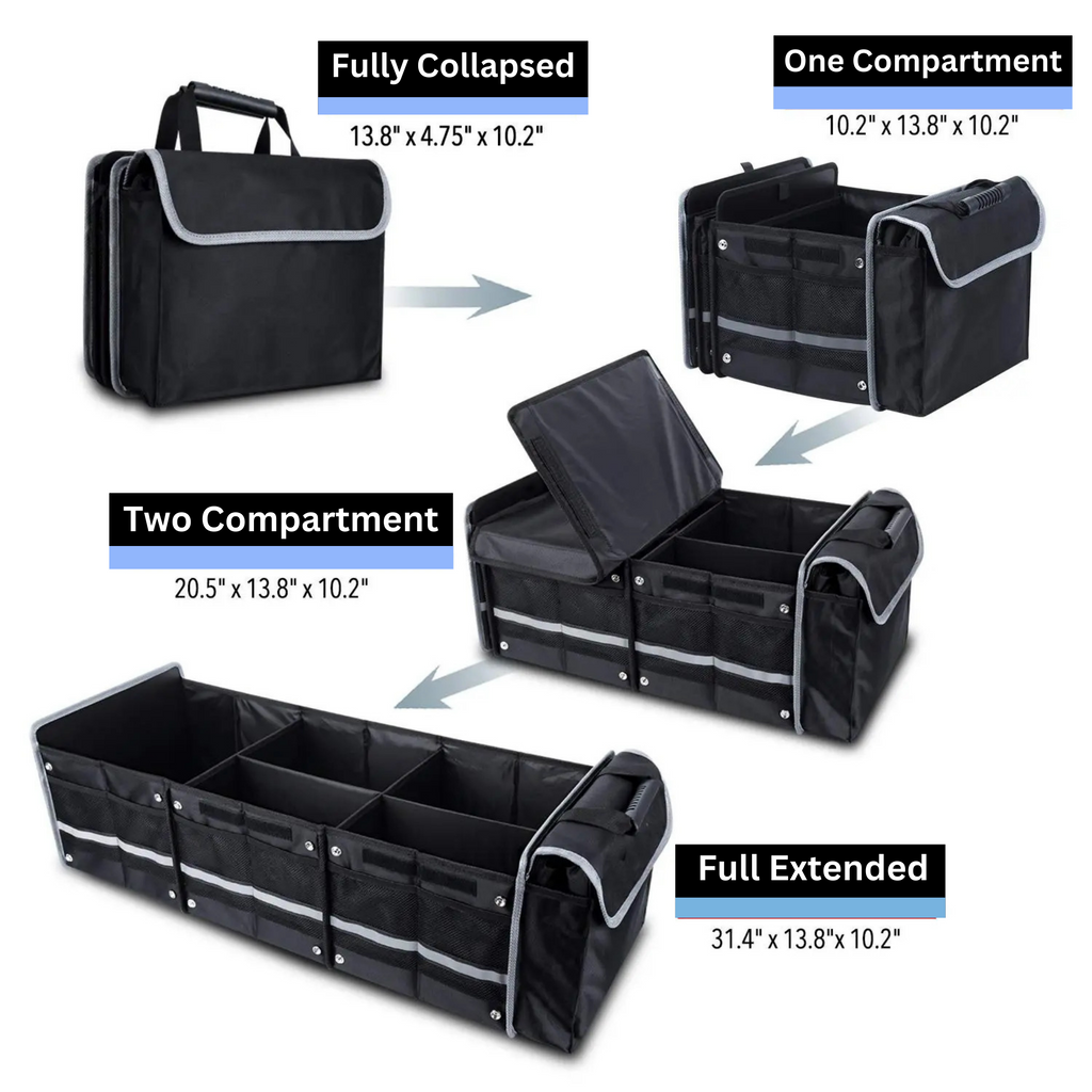 Glamor Cargo Lid, Straps Leak-proof Car Cooler Organizer & Collapsible Insulated Storage Removable with D Dividers, SUV Black 2 - - Tie-Down Foldable Bag and 5-in-1 Trunk with Solution