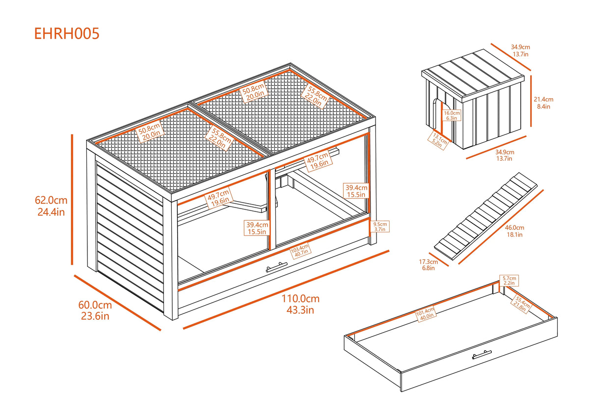 Park ECOFLEX® Indoor Rabbit Habitat-Nantucket Hutch Grey Avenue Jumbo