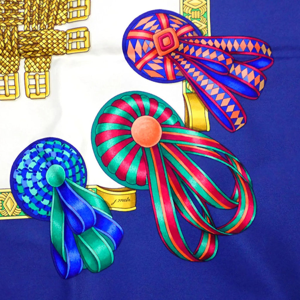 HERMES (Good) Silk LESRUBANSDUCHEVAL Pre-Owned Ribbon Scarf Muffler Horse