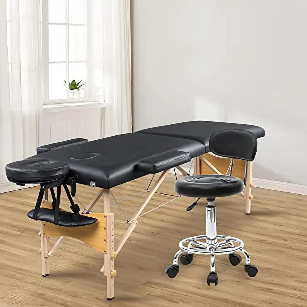 White Perfect Stool and Wheels with Adjustable for Back Office Beauty Massage Chair, Studio, Cushion Dental Swivel Tattoo Multi-Purpose Salon Rolling Spa Clinic Salon Art Stool Goujxcy