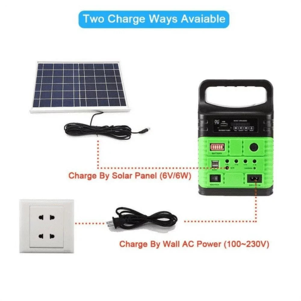 Outdoor System Camp with Power Solar Station and Solar Charger Home USB with Back-up Power Generator Panel, Electric 10W Portable Emergency Battery Lamps Flashlights,