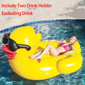Beverage Big Inflatable Duck Yellow PVC 1pc Two Floating Liquid Holders With Toy Raft,