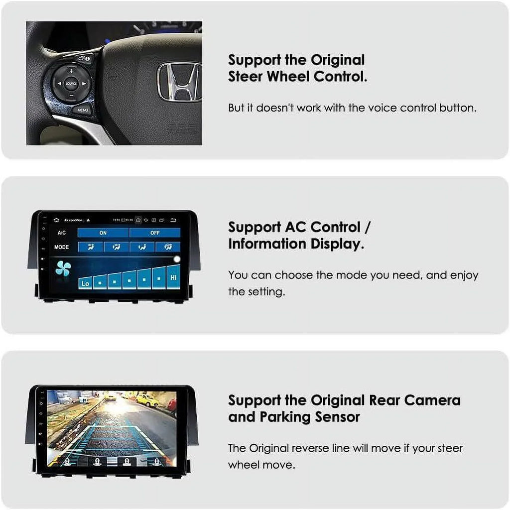 STEREO 12 CIVIC CAR 2016-2020 FOR 9" 4G HONDA CARPLAY APPLE ANDROID RADIO GPS