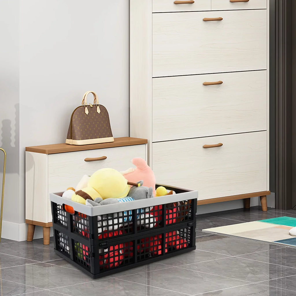 L Pack Ponpong 2 42 Crates, Folding Collapsible Plastic Storage, Crate Storage