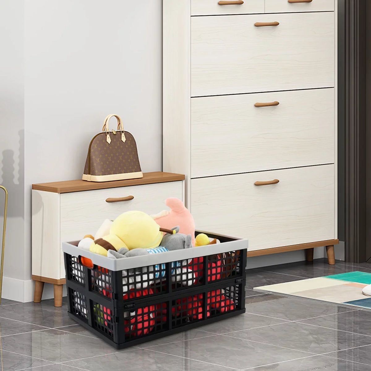 L Pack Ponpong 2 42 Crates, Folding Collapsible Plastic Storage, Crate Storage