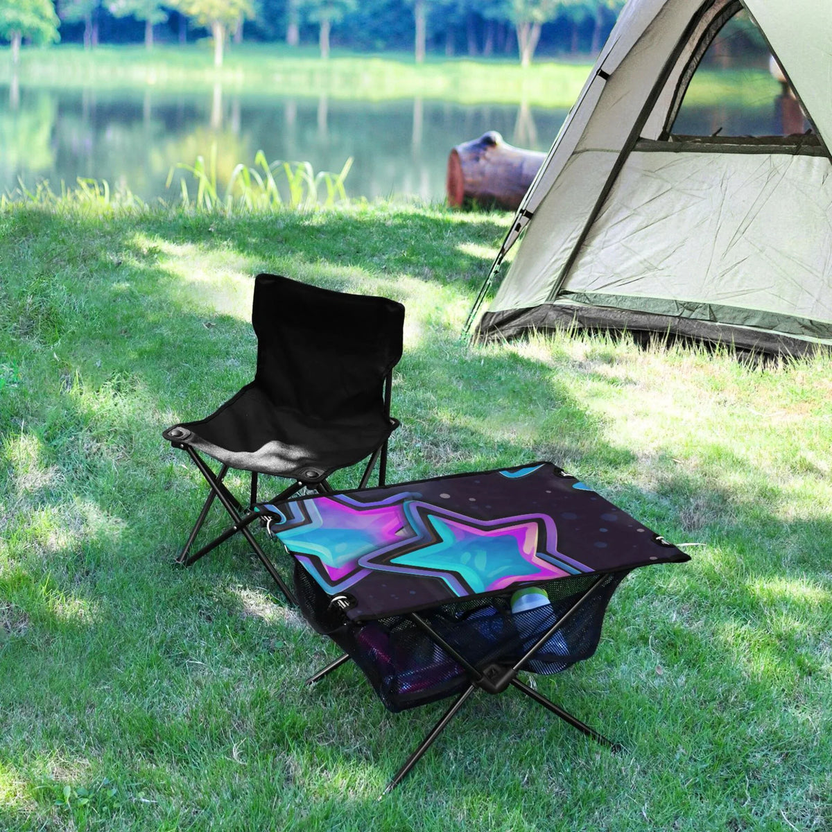 Folding Table Storage for Fishing Outdoor BBQ Bag Shiny Picnic Table Beach Star Compact Travel Camping Table Portable with