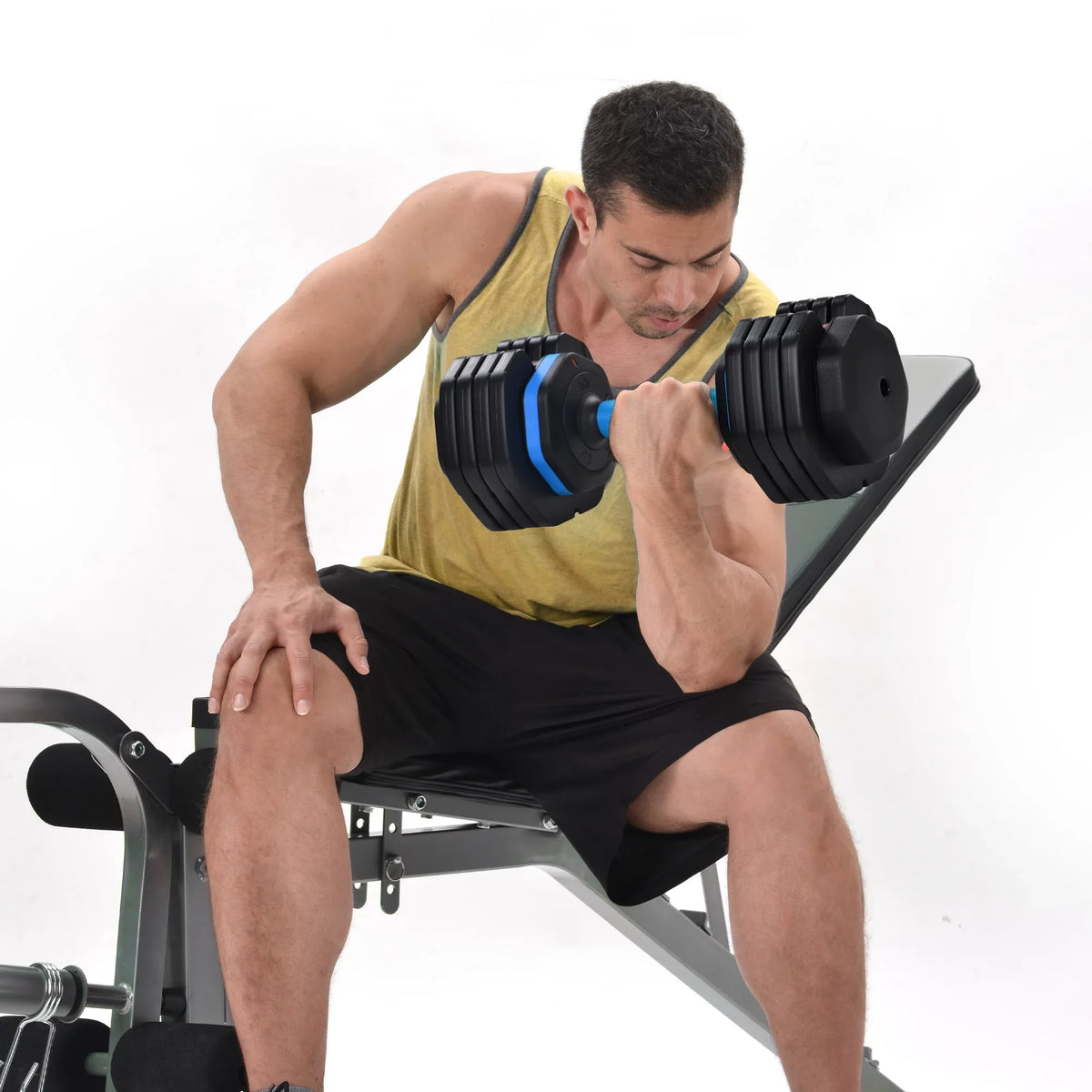 for Dumbbell Handle, x2 Turning Set Fast Adjust Full with Anti-Slip of 55lb Dumbbell Workout Exercise Dumbbell Handle by Weight Adjustable Suitable with Tray, - Fitness 2 Body