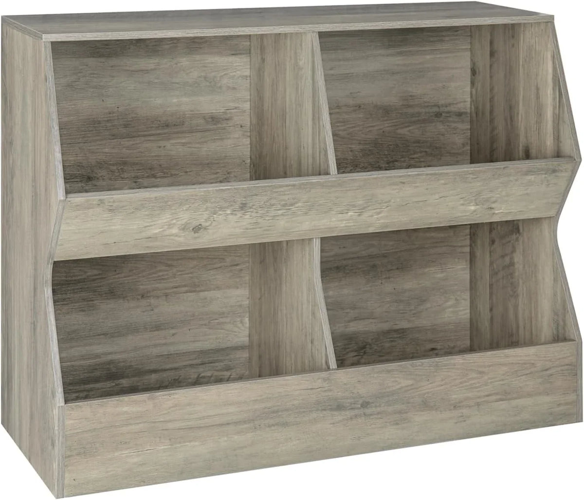 Cubby Shelf Bookcase, Storage Cabinet, Bedroom, Long, Wooden YGDU 39.4" Storage for Gray School, Book Toy Nursery, Children Hallway, Toddler , Kids Toy 4 Toy Organizer, Wash