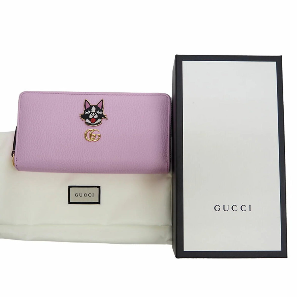 Marmont Bosco Purse Light GUCCI Dog Terrier Round Zip Pre-Owned Boston (Like Gucci Wallet GG Pink 499337 Around New)