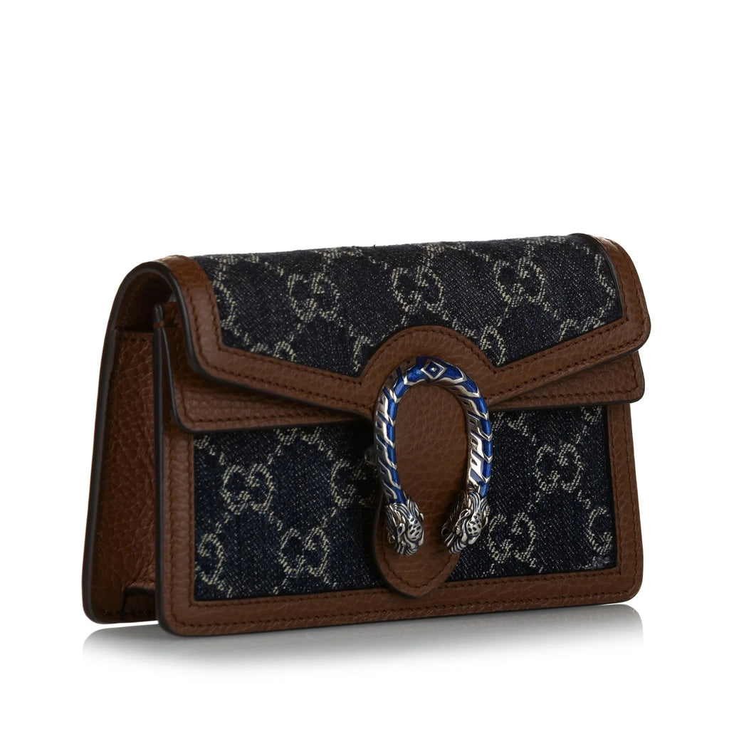 Pre-Owned Bag Mini Women Fabric Crossbody Authenticated GG Dionysus Denim Gucci Blue Super