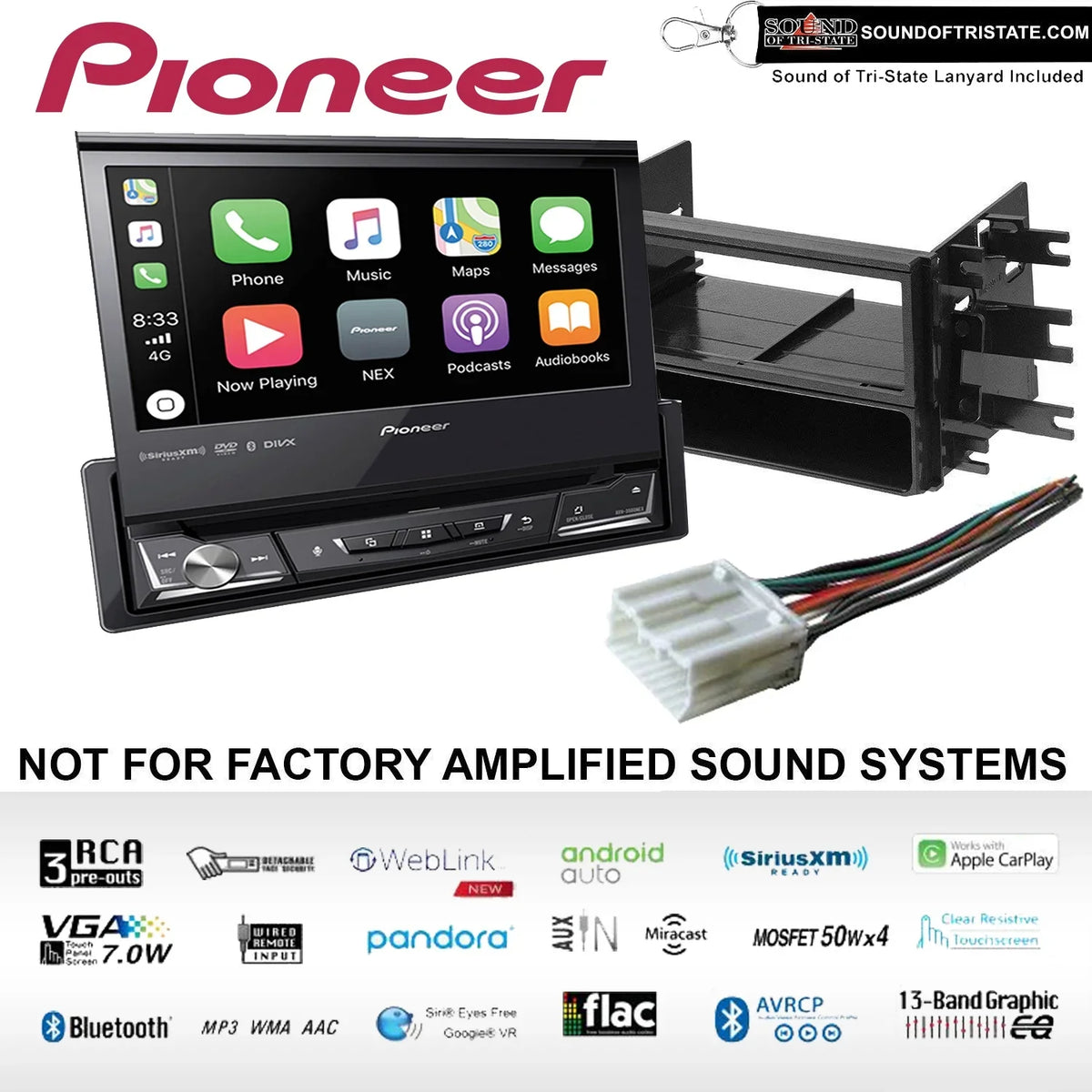 Fits Receiver Pioneer DVD AVH-3500NEX Eclipse 1995-2005 Mitsubishi Single