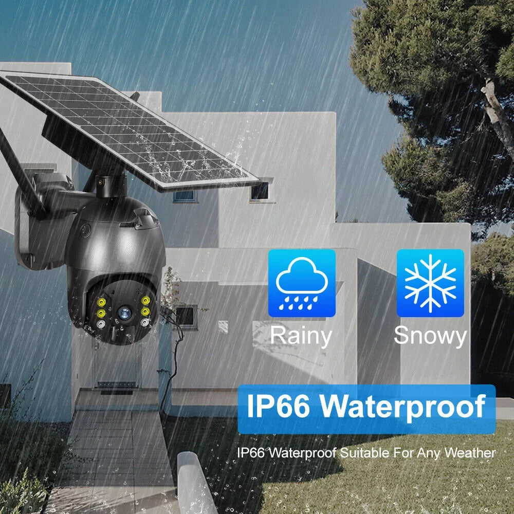AI Solar WIFI HD PTZ Outdoor Wireless Audio, Detection PIR Security DFITO Camera, Liquidproof, Human Camera Security CCTV 1080P 2-Way Camera Detection, Motion Surveillance IP66