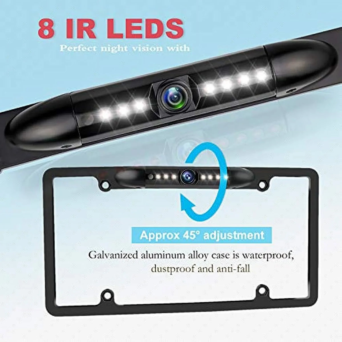 Reversing Angle Camera Rear Universal HD LED Liquidproof Camera, Night Car Backup Viewing Sensitive Plate 170° License 7 Vision Bright High View Camera