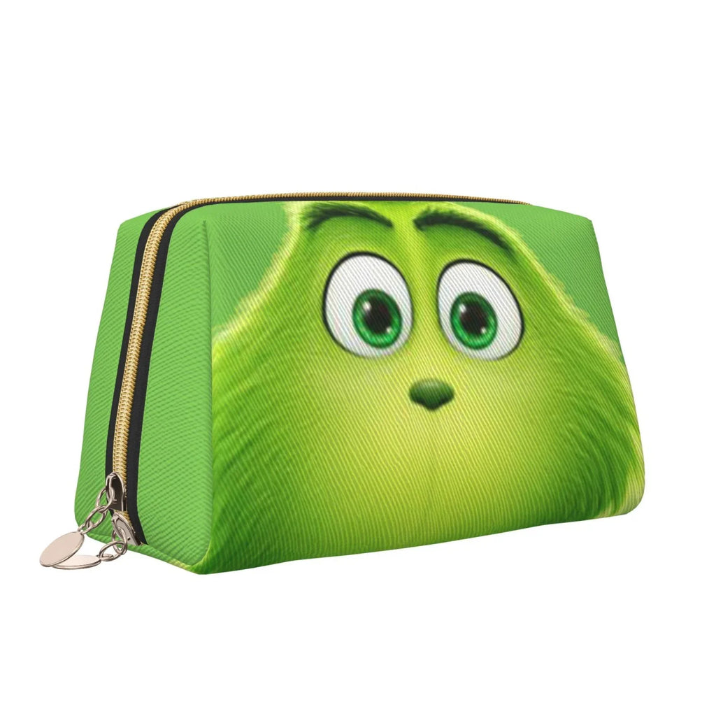 Makeup Portable Travel Cosmetic Leather Gift Pouch Purse Grinch Bag Organizer Storage Bag Toiletry Green