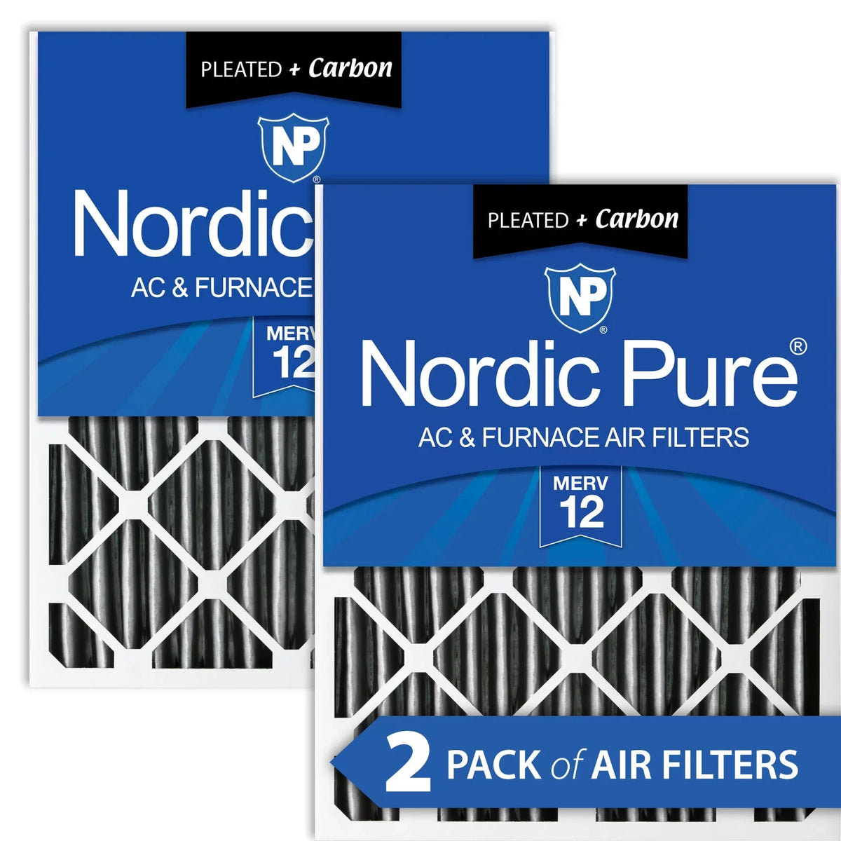 MERV 16x20x4 Nordic 2 Pleated Pack Carbon 12 + Pure 5/8) Pleated (3 Filter Air