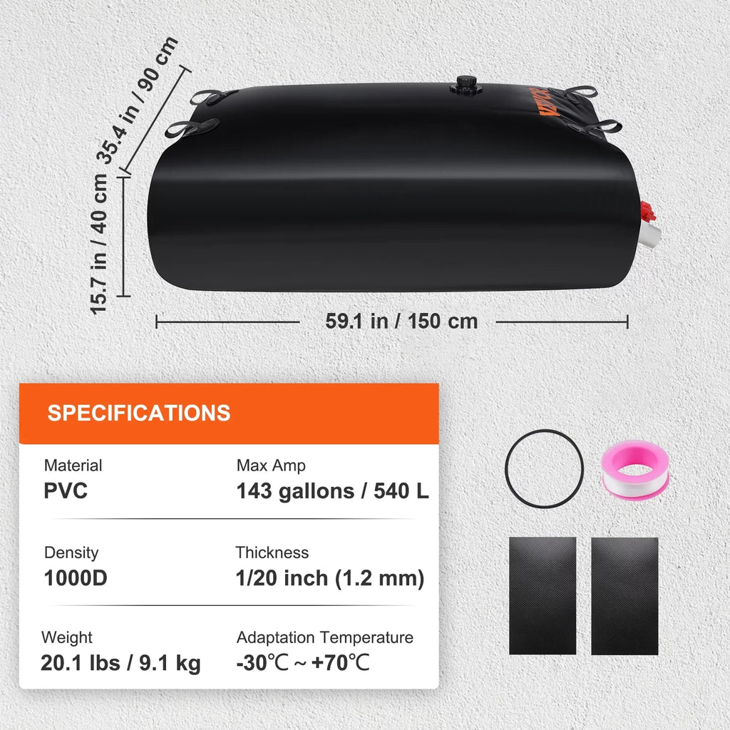 Liquid Containers,1000D Storage Spigots Capacity Overflow Including Storage Large Liquid Kit,Liquid BENTISM Tank Rainwater Liquid and Portable Gallon Bladder Bladder PVC Bag,143
