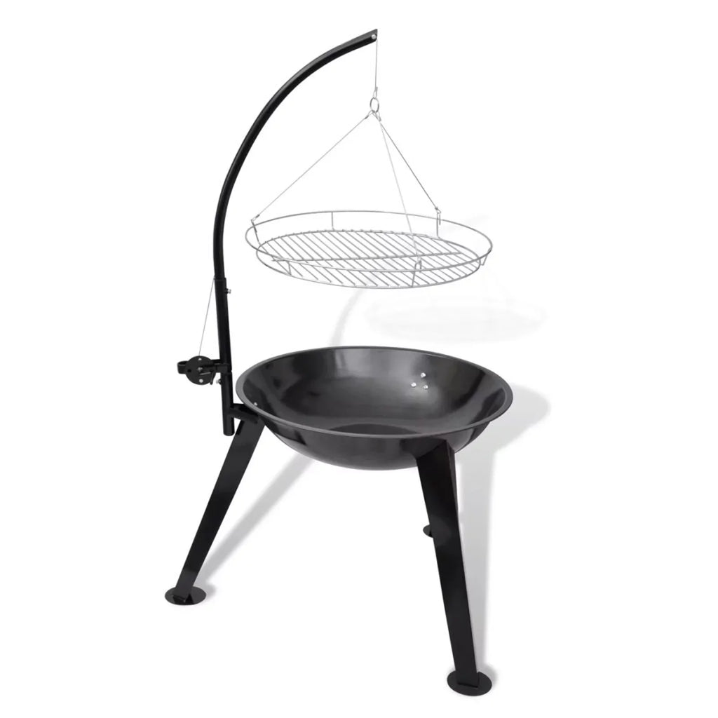 Charcoal Stand Plate 28.3 H) Barbecue 48.4 Grill Round Garden, Picnic, Inches Grilling, Hanging Stand Smoking, x Party, (Diameter with for Steel Dcenta BBQ x Camping Hiking, Cooking, Patio