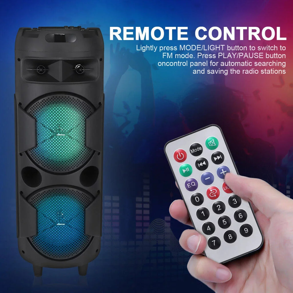 Bluetooth System Bass Speaker 8" Sound 31" Dual & Portable Subwoofer Heavy Mic