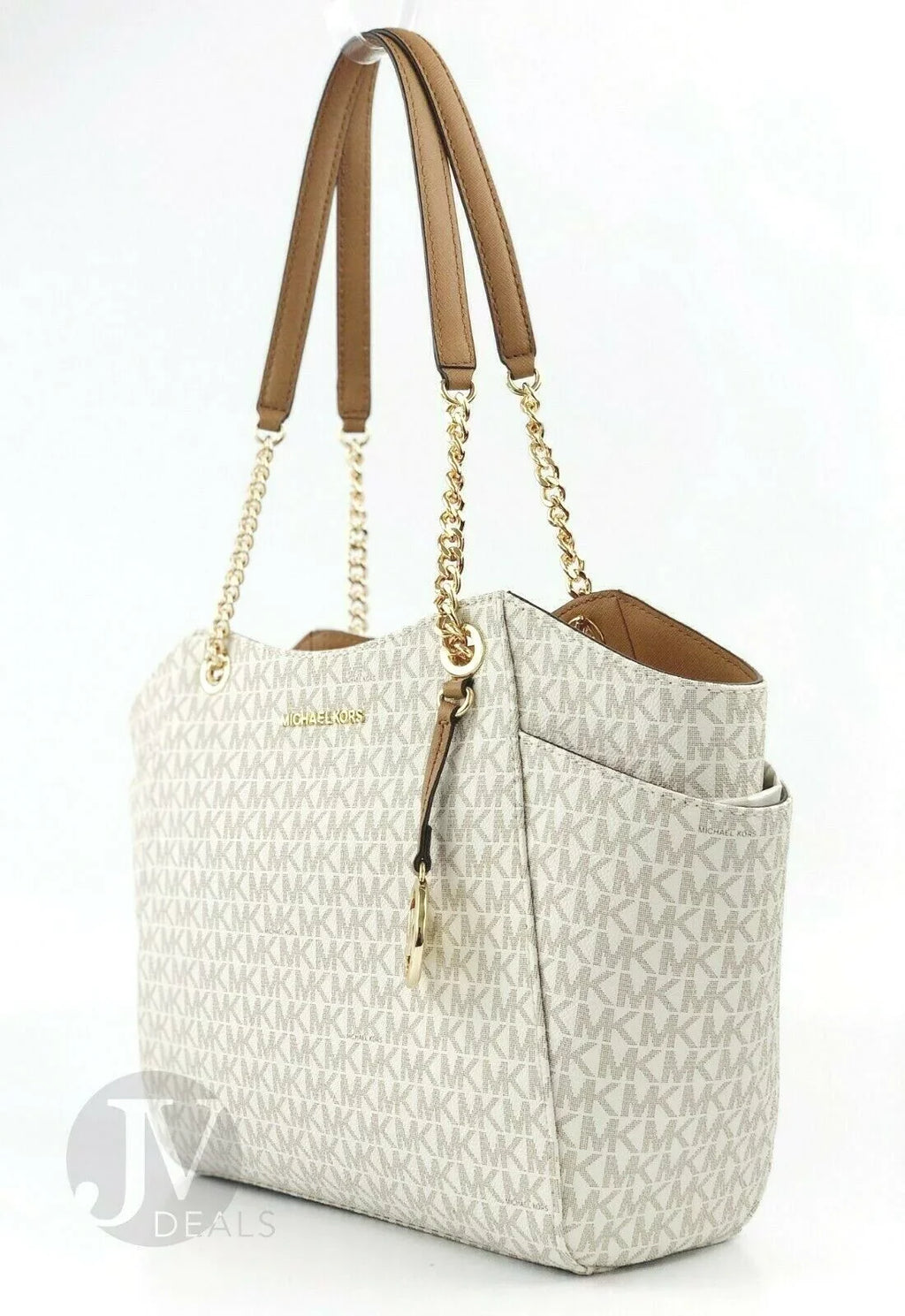 Large Leather Tote Shoulder Kors Set Michael Chain Jet Bag
