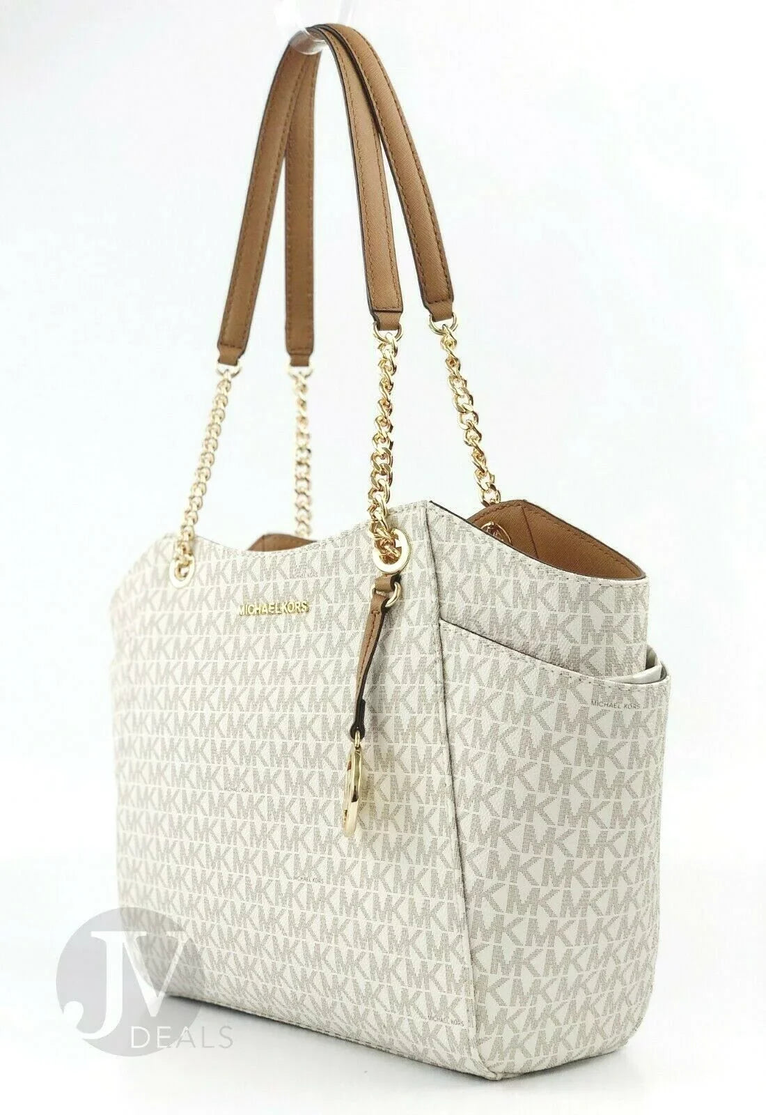 Large Leather Tote Shoulder Kors Set Michael Chain Jet Bag