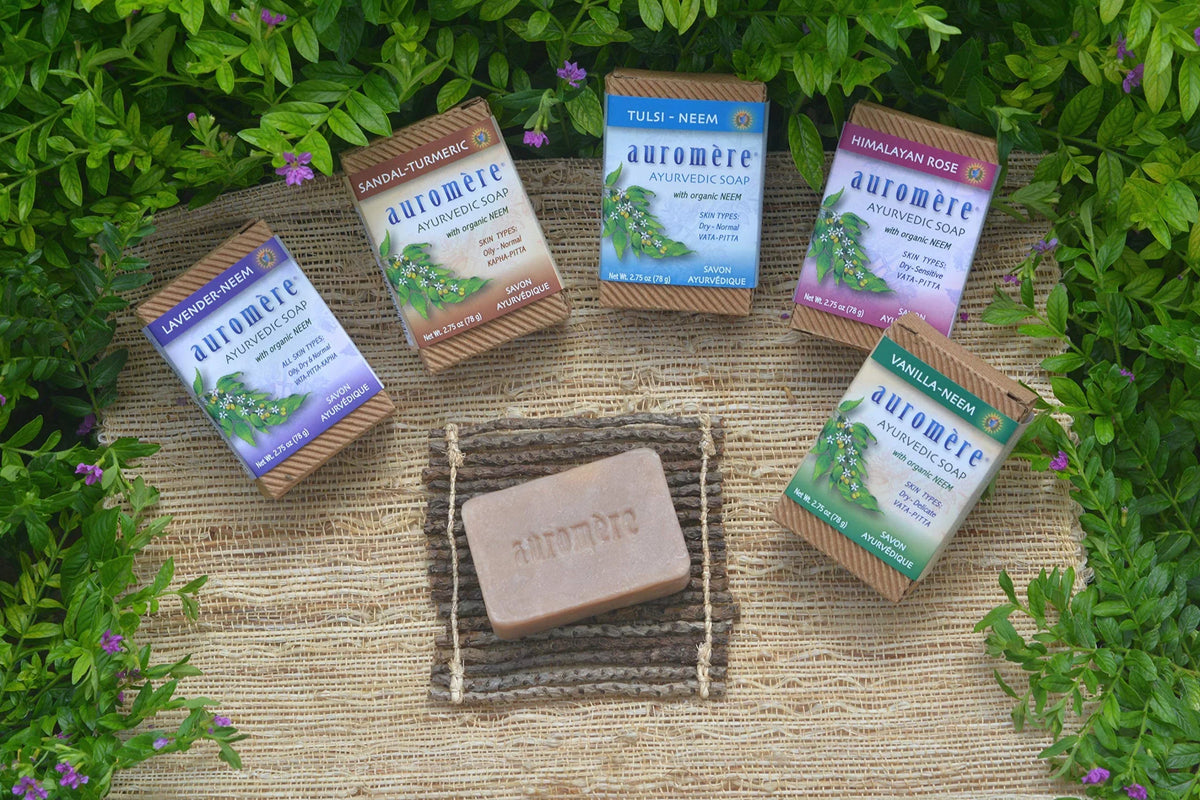 Tulsi Bar Free, Ayurvedic Natural, Soap, Cruelty Handmade, (2.75 Eco Neem Non Vegan, Pack. - 5 Oz), Gmo Friendly, Auromere