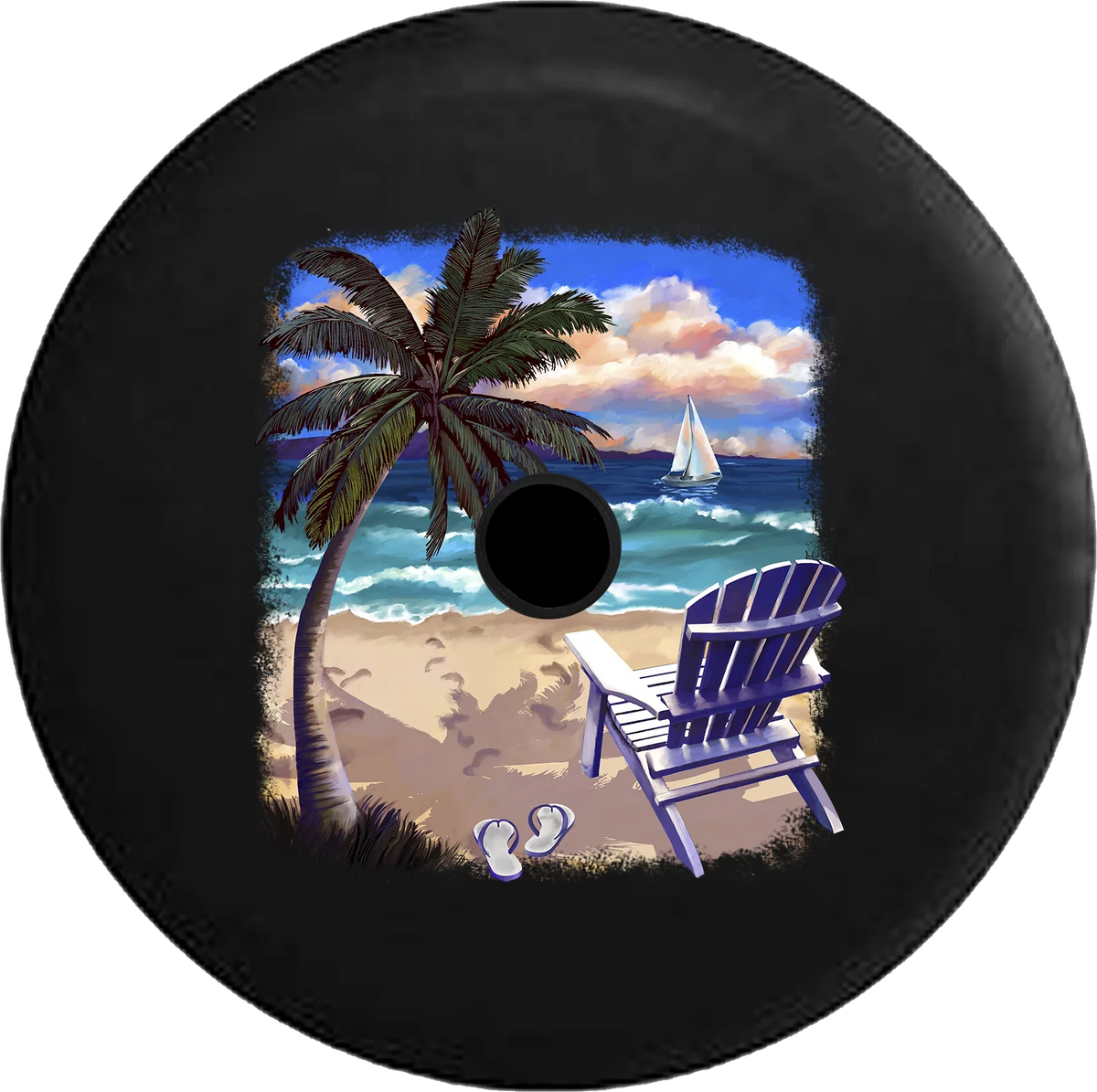 Trees at Camera Spare Chair 32 & Blue the Backup Jeep Wrangler 2019 Tire JL Cover 2018 for Waves RV Palm Beach Inch Ocean Sand