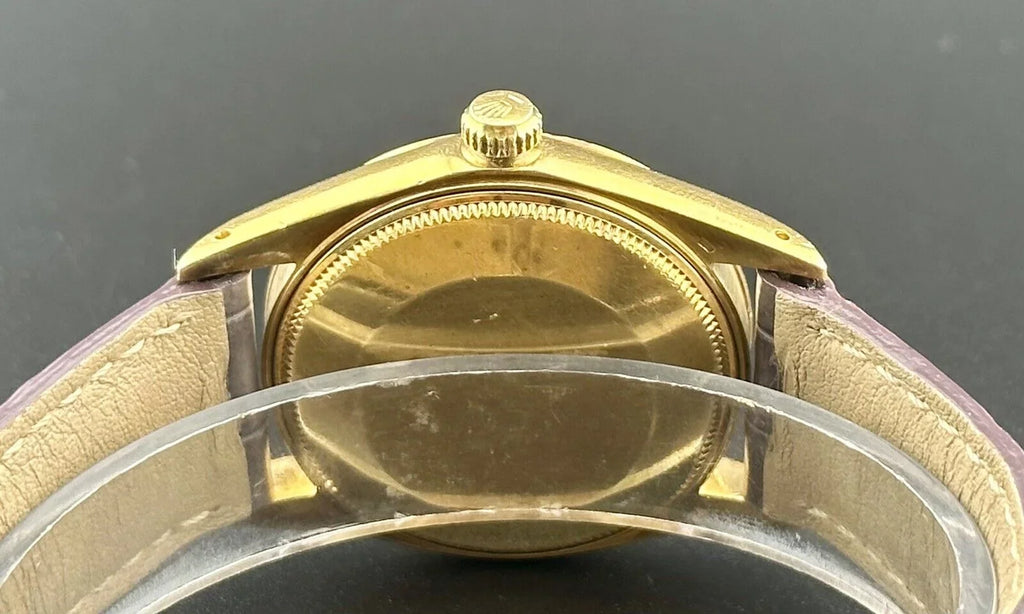 Perpetual 15505 Watch Gold Rolex Date Dial Shell Oyster Vintage White 34mm Men's