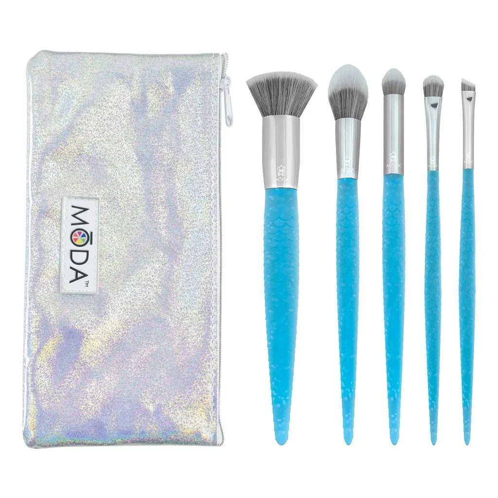 Brush Brushes Blue Makeup 6pc Fire Makeup Accentuate, Crease Small Brush Includes Moda Shader, Set, and Mythical