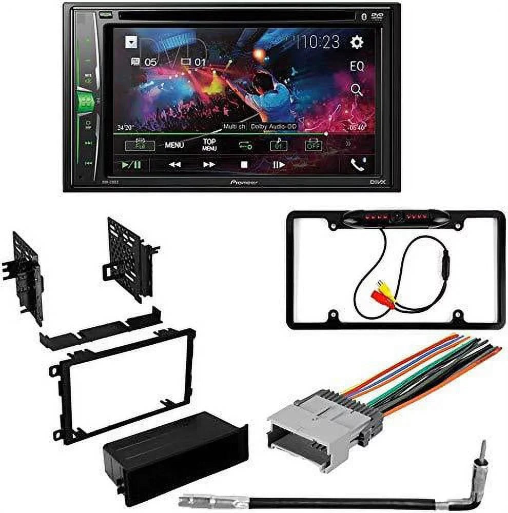AM/FM Receiver Chevrolet with 6.2" KIT4854 Camera/Install W/ DVD/CD Double Digital for Touchscreen Stereo Kit/in-Dash AVH-241EX 2002-2004 S-10 DIN Pickcup Media Car Pioneer Bluetooth/Backup Bundle