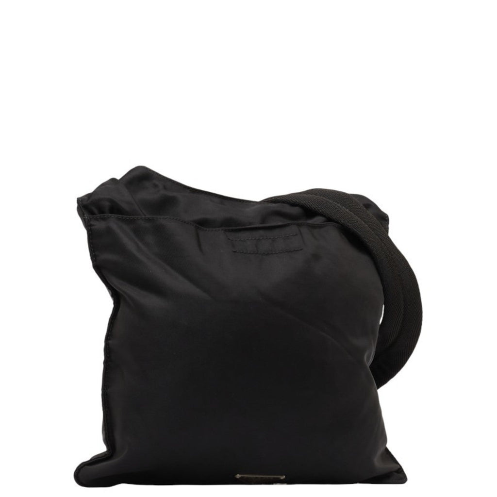 Nylon PRADA Prada Bag Women's Black Plate Leather (Fair) Shoulder Triangle Pre-Owned