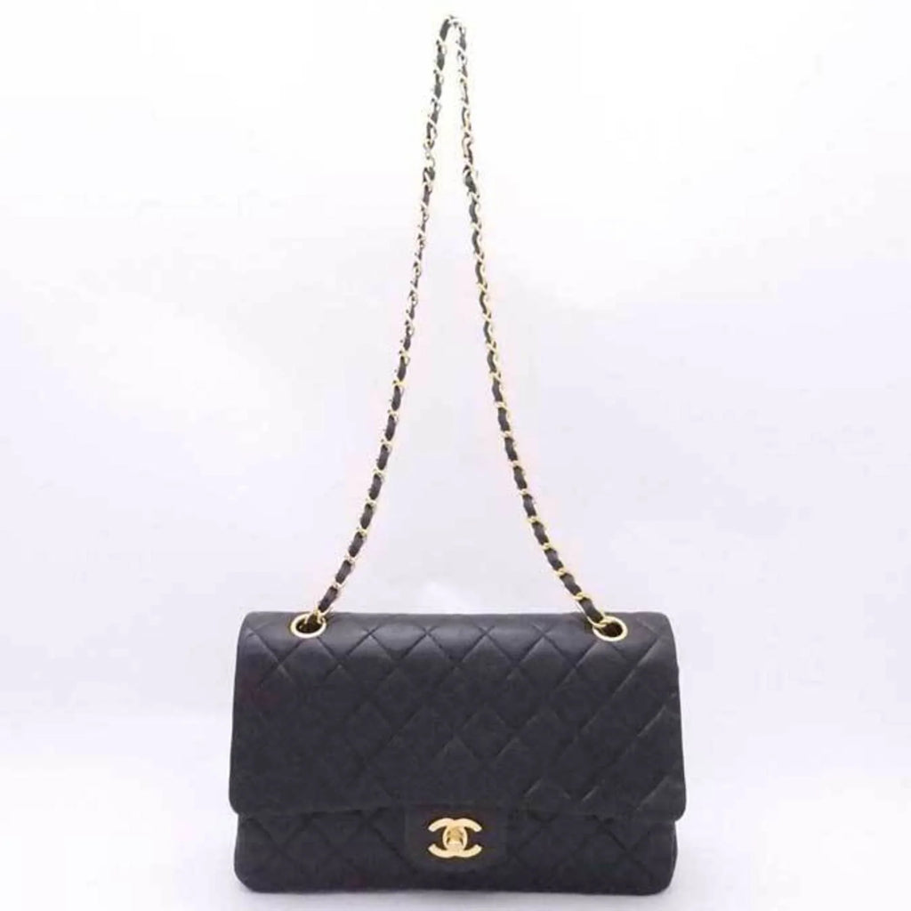 double flap (Good) matelasse Chanel shoulder gold bag ladies Pre-Owned black CHANEL leather