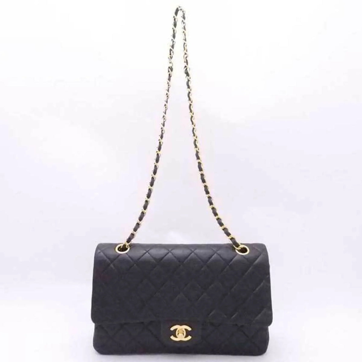 double flap (Good) matelasse Chanel shoulder gold bag ladies Pre-Owned black CHANEL leather