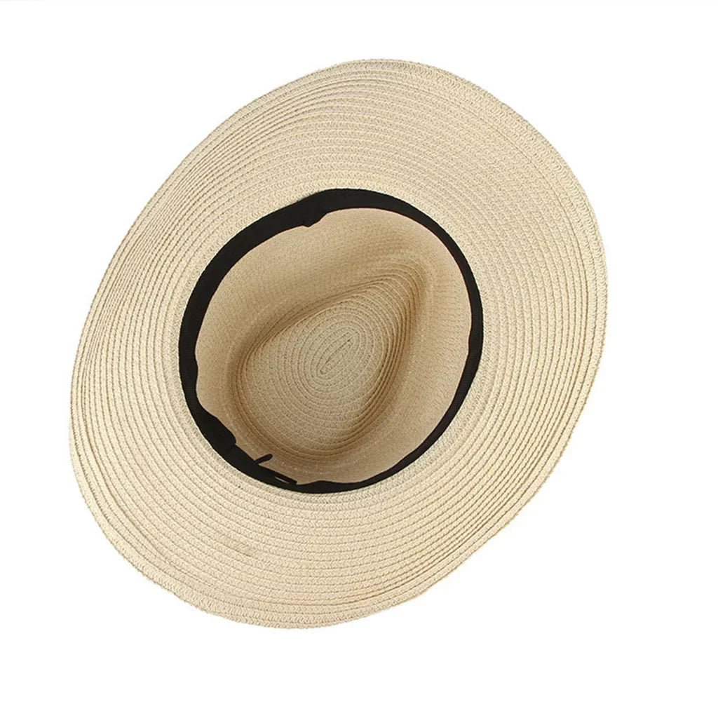 Brim Beige Floppy Packable Trilby Straw Design Big Hat Sun Cowboy Women Western