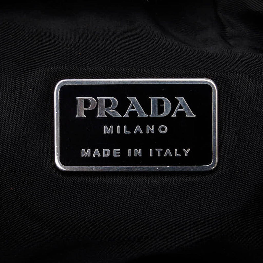 Nylon PRADA Prada Bag Women's Black Plate Leather (Fair) Shoulder Triangle Pre-Owned