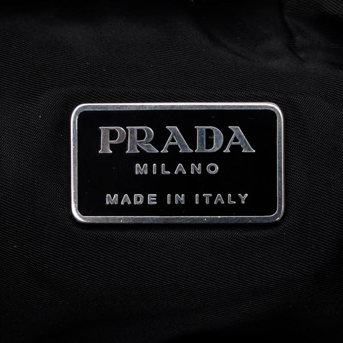 Nylon PRADA Prada Bag Women's Black Plate Leather (Fair) Shoulder Triangle Pre-Owned