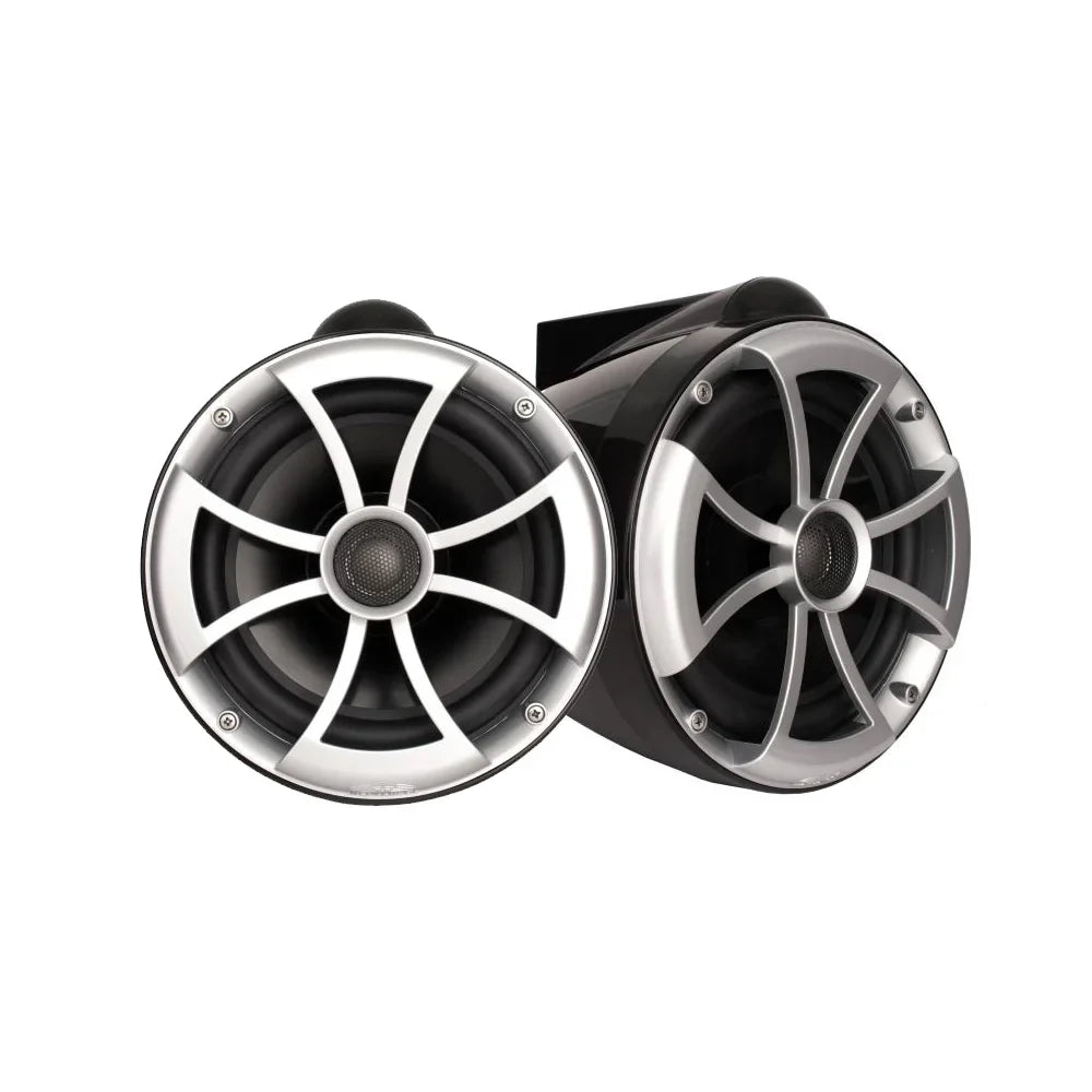 Tower HTX2 & 600 Watt 8" with Steel Sounds Clamps Wet MINI Black Stainless Amplifier Fixed ICON8B-FMINI Speakers