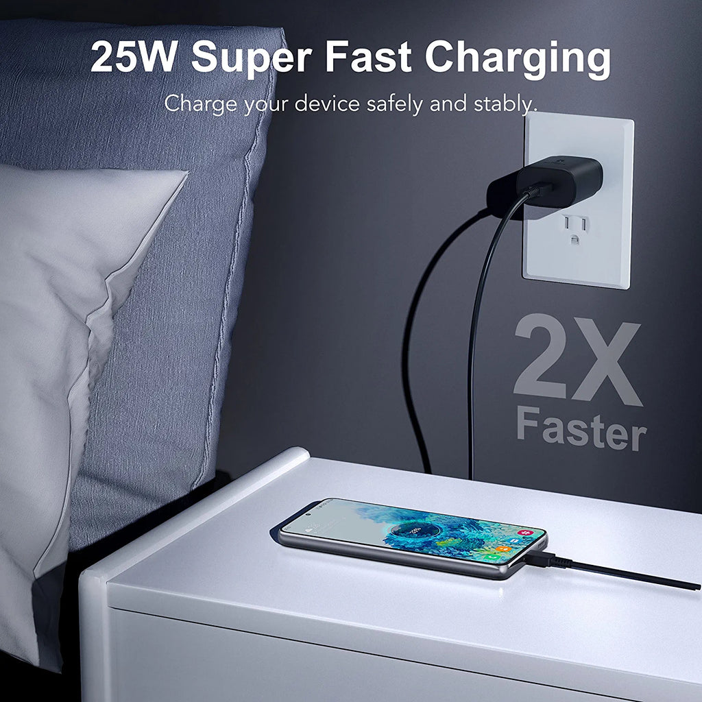 Fast Charger C PD Kit,25W Doogee S89 C ,Super Black - Wall/Car Type Charger USB for