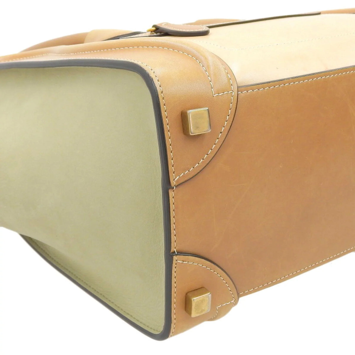 A03 15LK green CELINE 167793 micro (Good) luggage shopper beige tricolor mint handbag Pre-Owned Celine