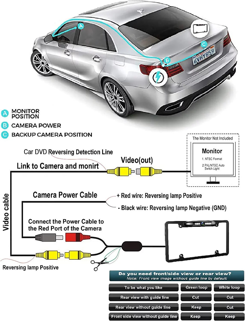 ILXF411 Camera License ILX-F411 Plate ALPINE Rearview Black Backup Frame for