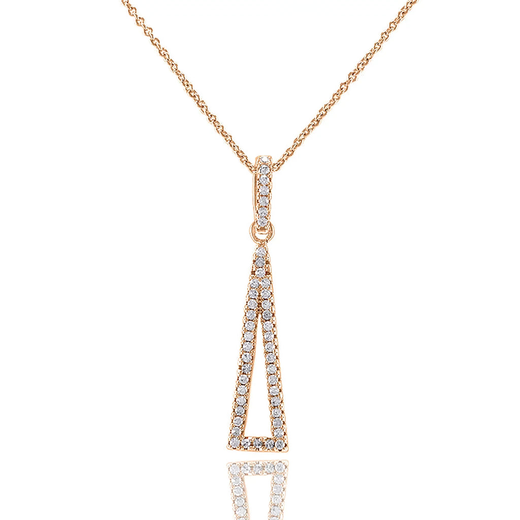 Plated Necklace Pendant Triangle Teens Box Zirconia Cubic Blue Rose Drop Boutique Inc Women, Gold for