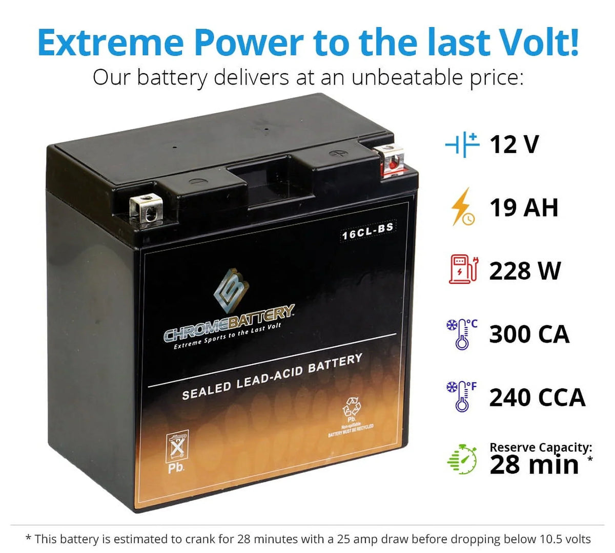 Ski All for Years All Cc Models All Jet Battery Battery Yb16cl-bs Polaris Chrome