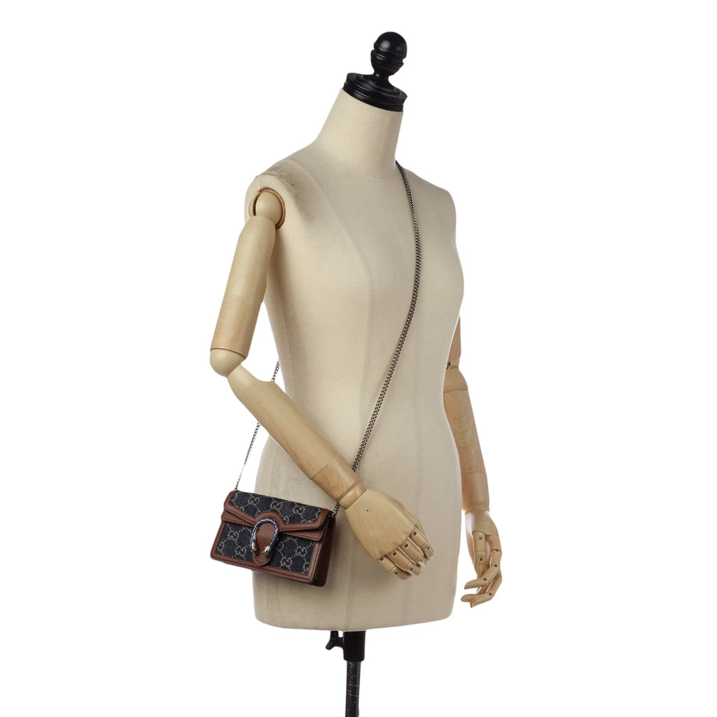 Pre-Owned Bag Mini Women Fabric Crossbody Authenticated GG Dionysus Denim Gucci Blue Super