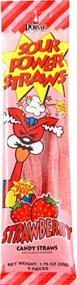 (Pack (2912615) Strawberry (Pack of 24) 1.75 Sour Candy Straws of Straws, 24), Ounce Power