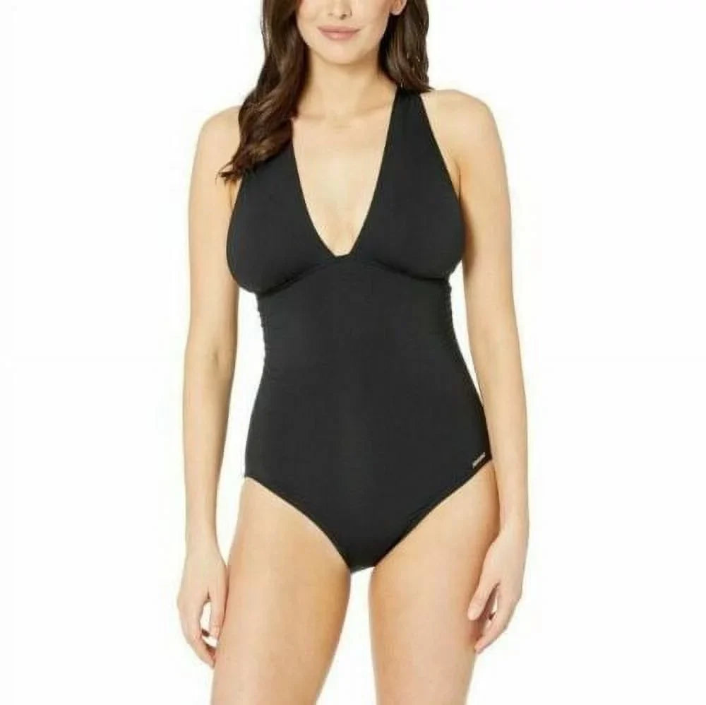 Size 14 Michael Kors Convertible Black Swimsuit Piece Ruched Women's One