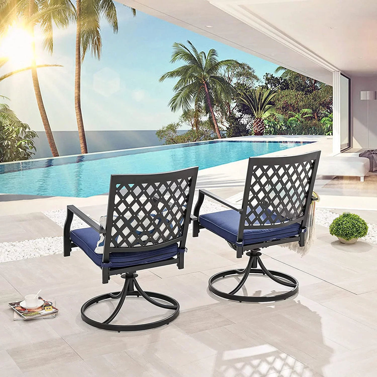 Outdoor With Patio Rocker  Chairs Dining Of Furniture Cushion Set 2 Chairs Swivel