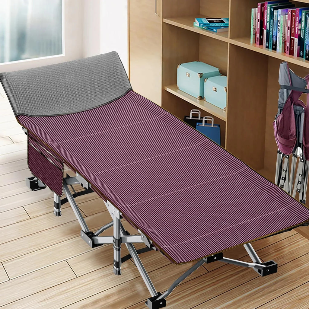 Folding Adjustable - Oxford Camp Heavy Layer, 1200D Travel Duty Camping Cot Outdoor with Mat Bed, Adults for Cots